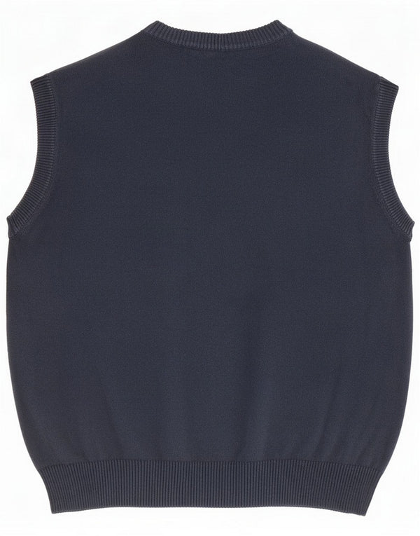 Trussardi Pulover cardigan fără mâneci pentru bărbați, XL, bleumarin, bumbac