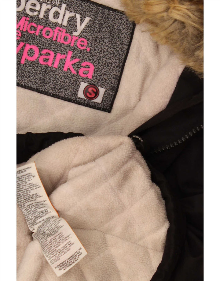 Jachetă Windbreaker pentru femei cu glugă Superdry UK 10 Poliester negru mic