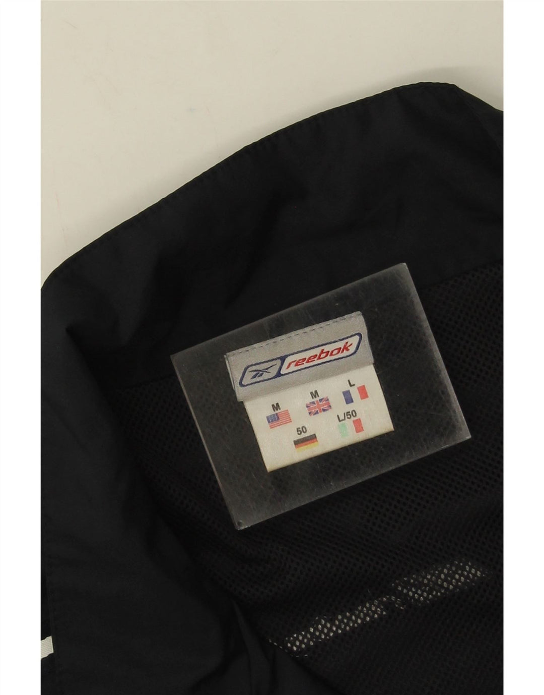 Jachetă de top pentru trening Reebok pentru bărbați, cu o formă largi, neagră medie, bloc de culoare