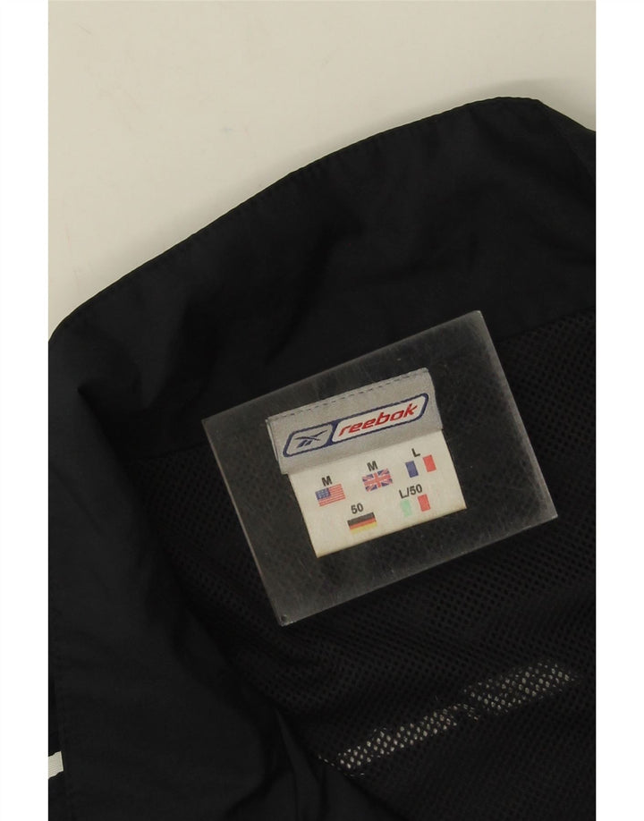 Jachetă de top pentru trening Reebok pentru bărbați, cu o formă largi, neagră medie, bloc de culoare