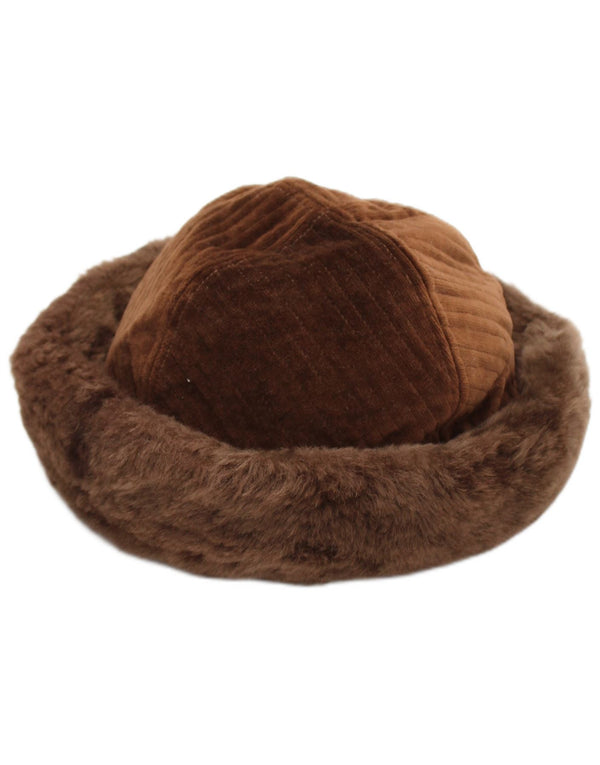 Pălărie de găleată din velur pentru femei vintage, maro mare