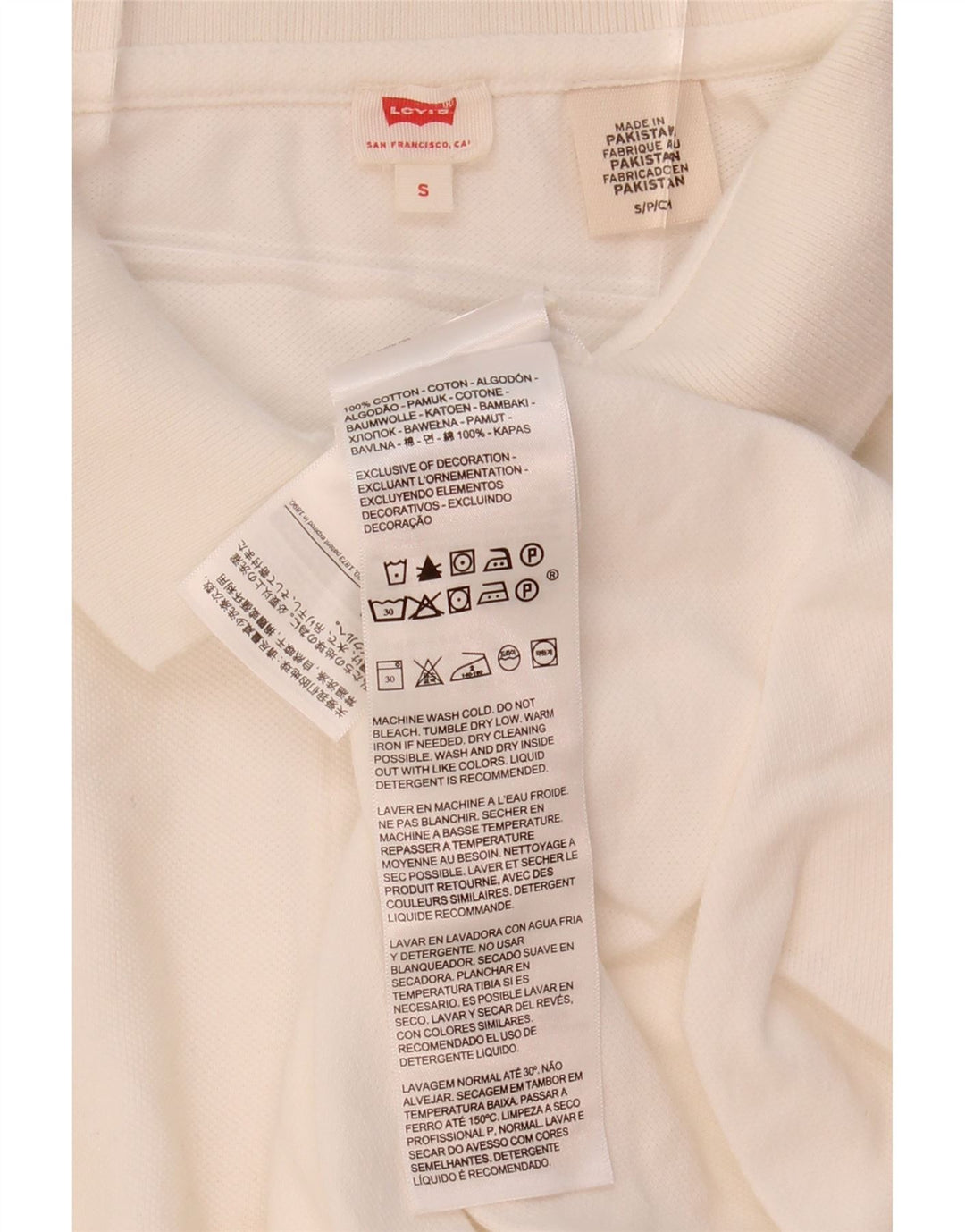 LEVI'S Womens Polo Shirt UK 10 Small White Cotton Vintage Levi's and Second-Hand Levi's from Messina Hembry 