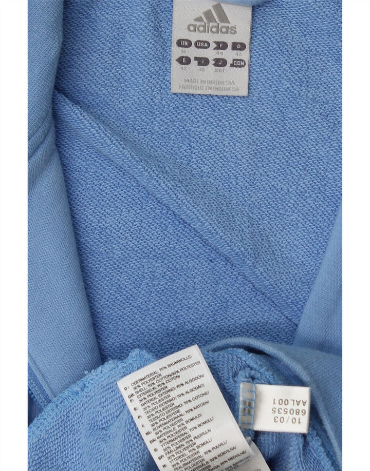 ADIDAS Womens Tracksuit Top Jacket UK 16 Large  Blue Cotton