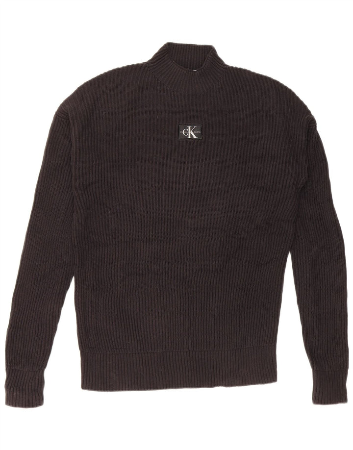 Calvin Klein Jeans Pulover pentru bărbați cu gât țestoasă, mare, negru