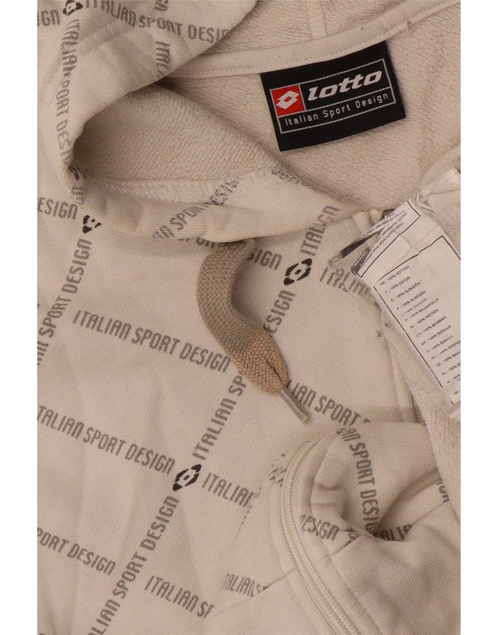 Pulover LOTTO pentru bărbați, cu fermoar grafic, bumbac alb mediu