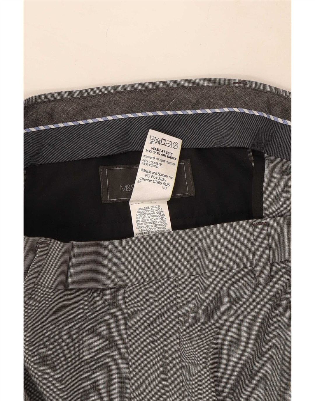 Marks & Spencer Pantaloni casual croiți pentru bărbați L34 L33 Poliester gri