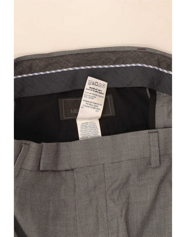Marks & Spencer Pantaloni casual croiți pentru bărbați L34 L33 Poliester gri