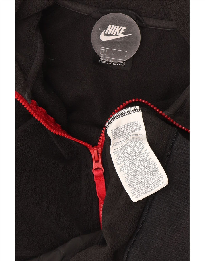 Jumper Nike pentru bărbați, cu fermoar și gât, din fleece, mare, negru, poliester