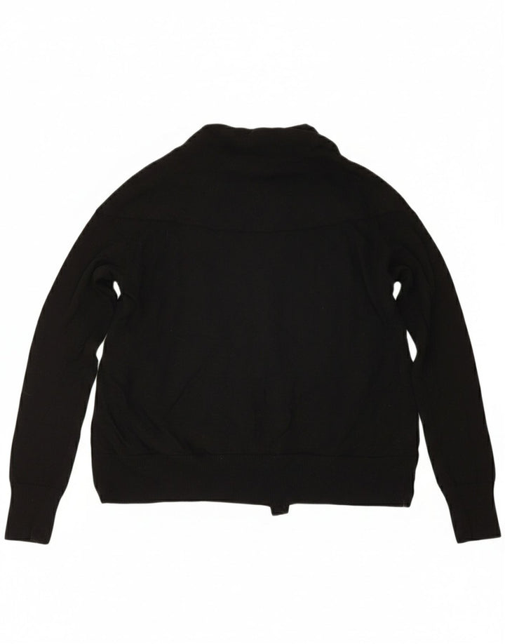 Pulover cardigan deschis supradimensionat pentru femei Cos UK 6 XS Lână neagră