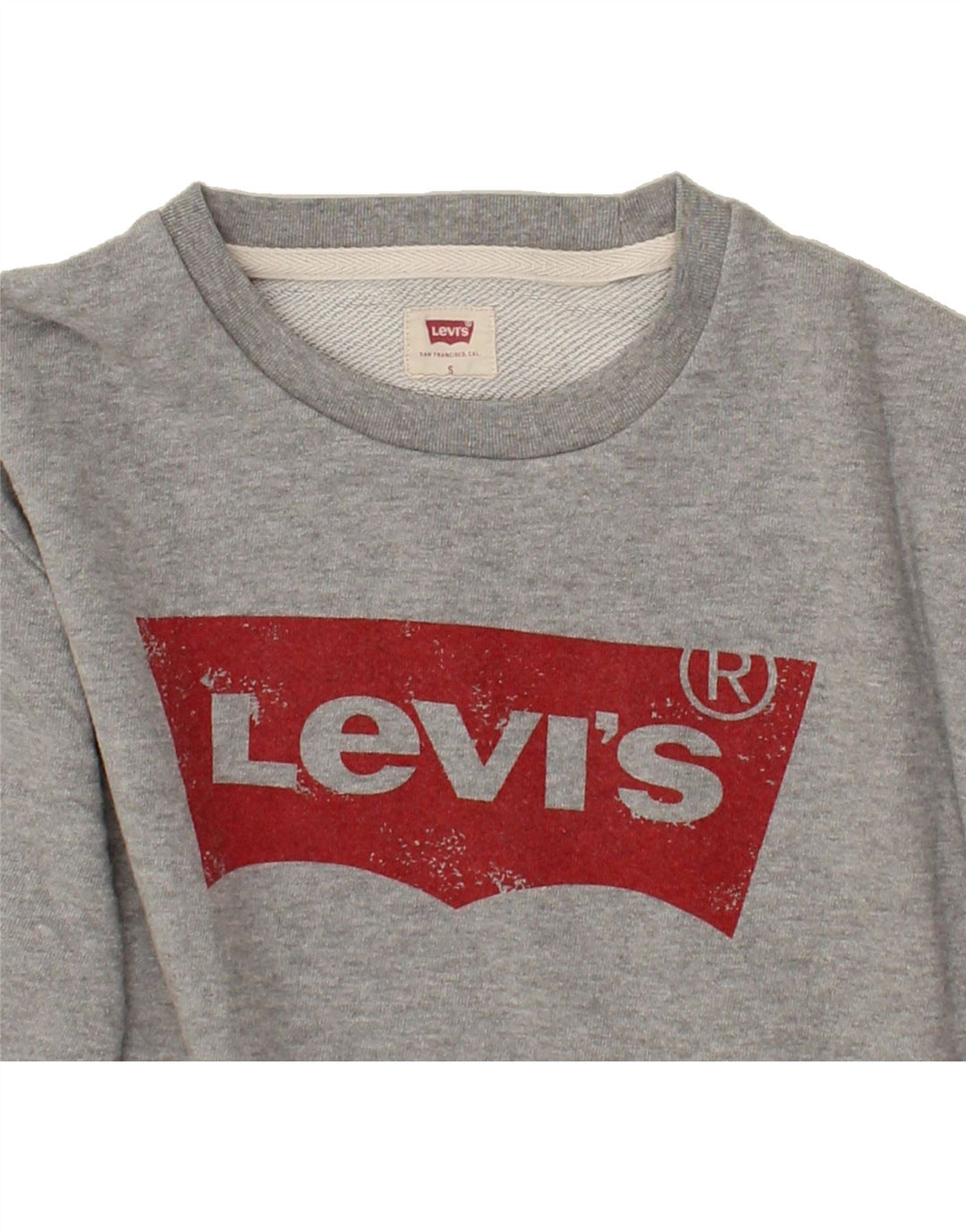 LEVI'S Womens Oversized Graphic Sweatshirt Jumper UK 10 Small Grey Cotton Vintage Levi's and Second-Hand Levi's from Messina Hembry 