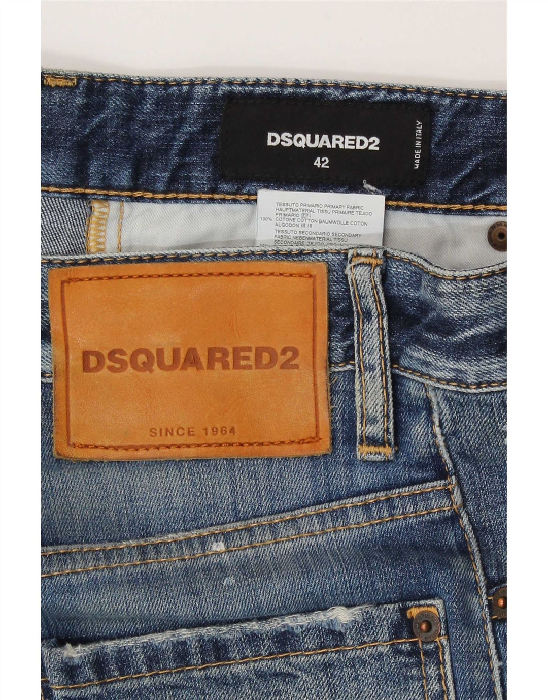 Dsquared2 Blugi subțiri învechiți pentru femei IT 42 Medium W30 L27 Blue Spotted