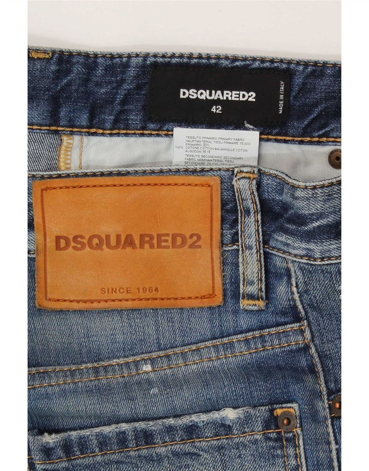 Dsquared2 Blugi subțiri învechiți pentru femei IT 42 Medium W30 L27 Blue Spotted