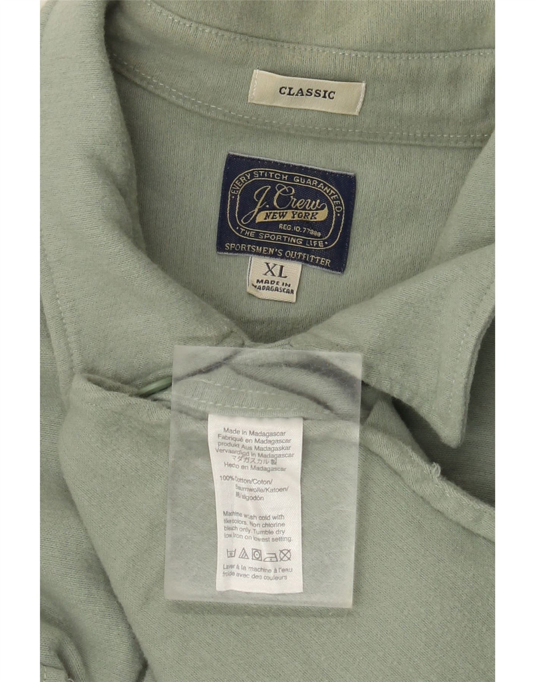 Cămașă clasică de flanel pentru bărbați J. CREW, bumbac verde XL