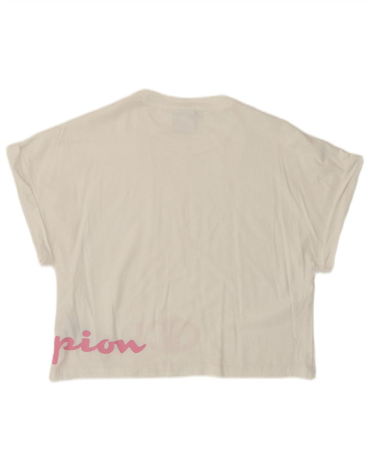 Tricou grafic Crop Champion Fete Top 13-14 Ani XL Bumbac Alb