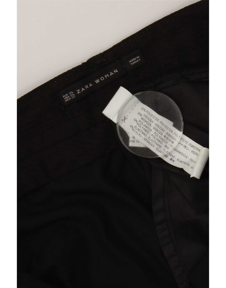 Pantaloni Capri pentru femei Zara, cu crotch, XL W36 L19, poliester negru
