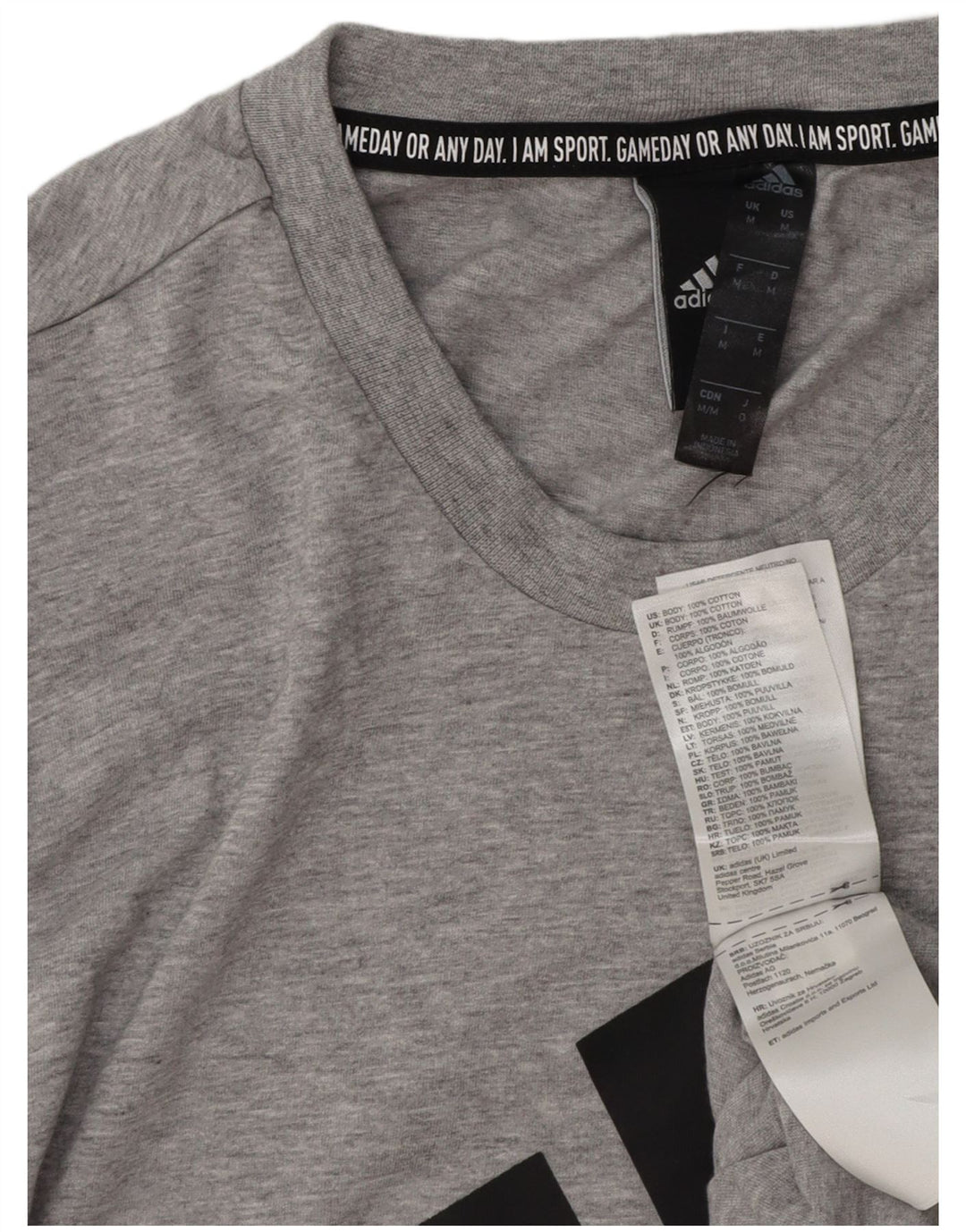 Tricou grafic pentru bărbați ADIDAS Top Mediu Gri bumbac cu pete