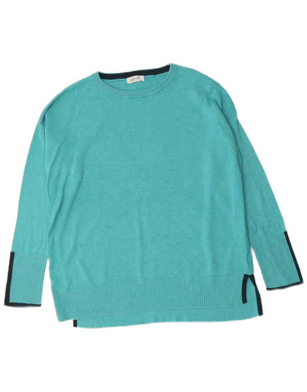 White Stuff Womens Oversized Boat Neck Jumper Sweater UK 16 Large Turquoise