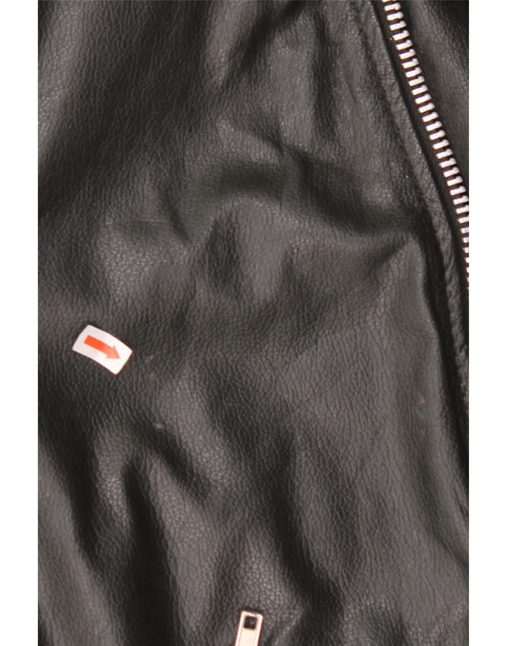 Jachetă motociclist din piele supradimensionată pentru femei VINTAGE UK 10 Mic din piele neagră