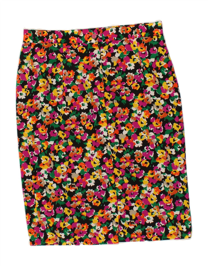 VINTAGE Womens Pencil Skirt W34 Large Multicoloured Floral Vintage Vintage and Second-Hand Vintage from Messina Hembry 