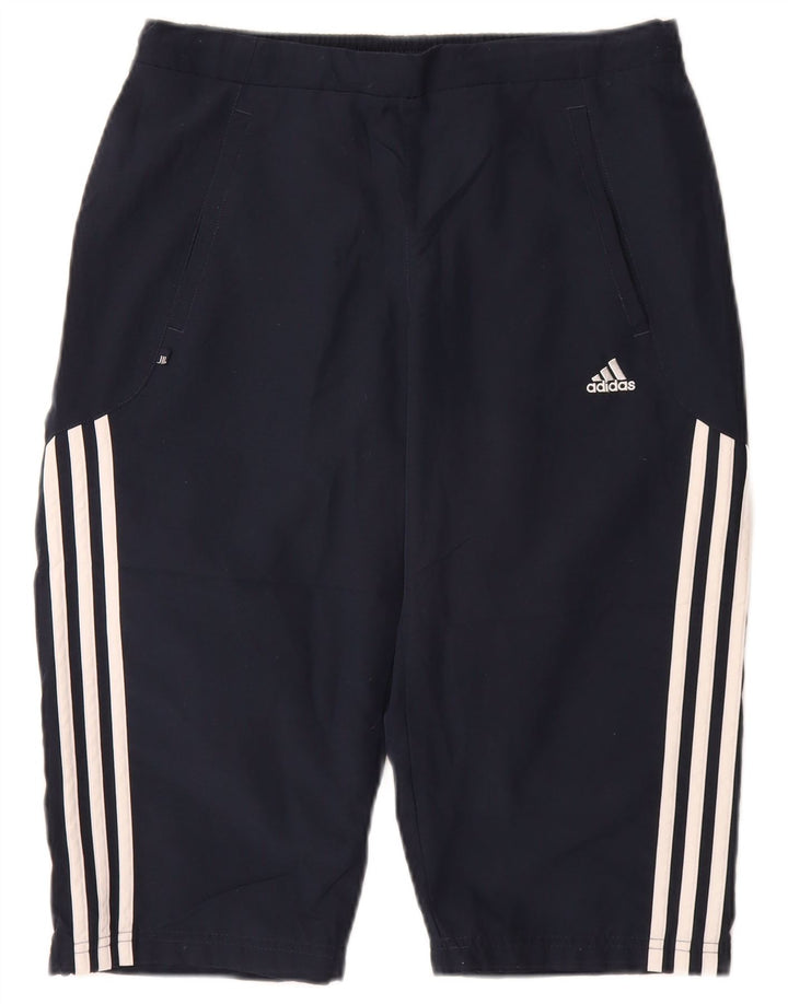 Pantaloni scurți sport Bermude Adidas pentru femei UK 12 Medium Bleumarin Poliester