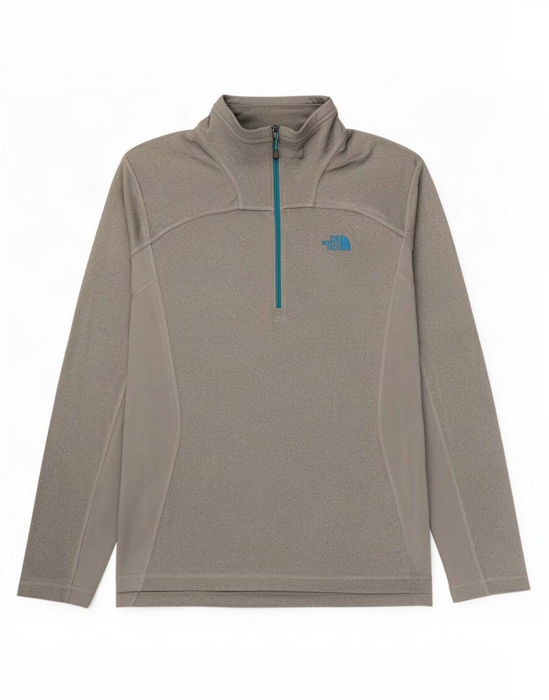 Top de trening The North Face, pentru bărbați, cu fermoar și gât, pete, gri mediu