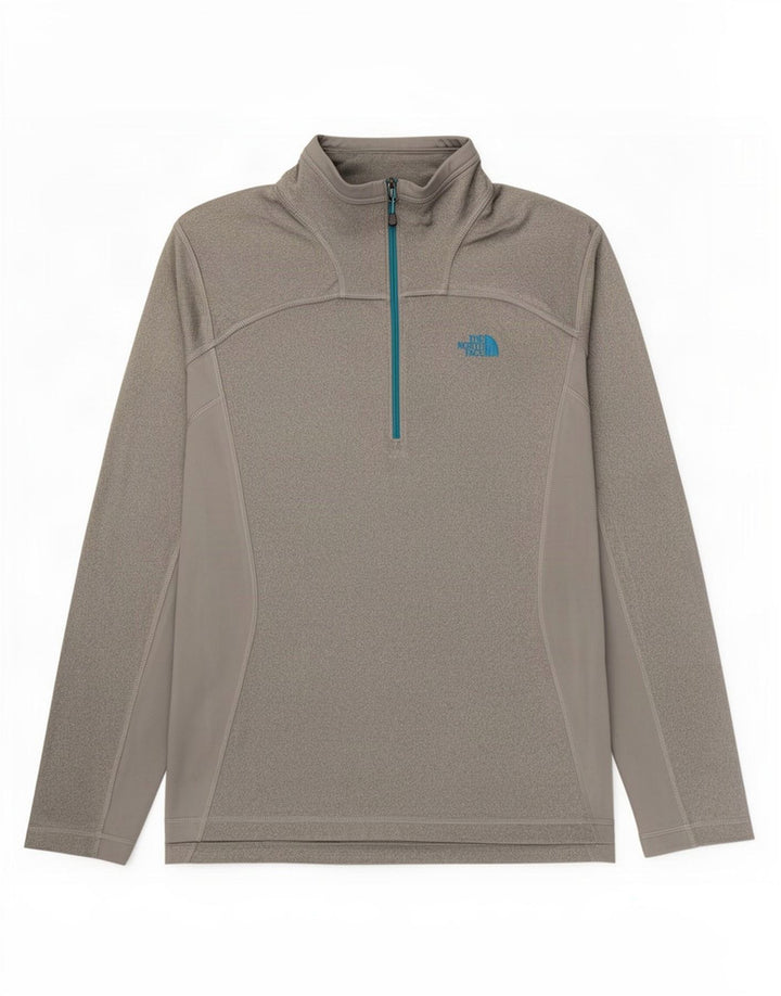 Top de trening The North Face, pentru bărbați, cu fermoar și gât, pete, gri mediu