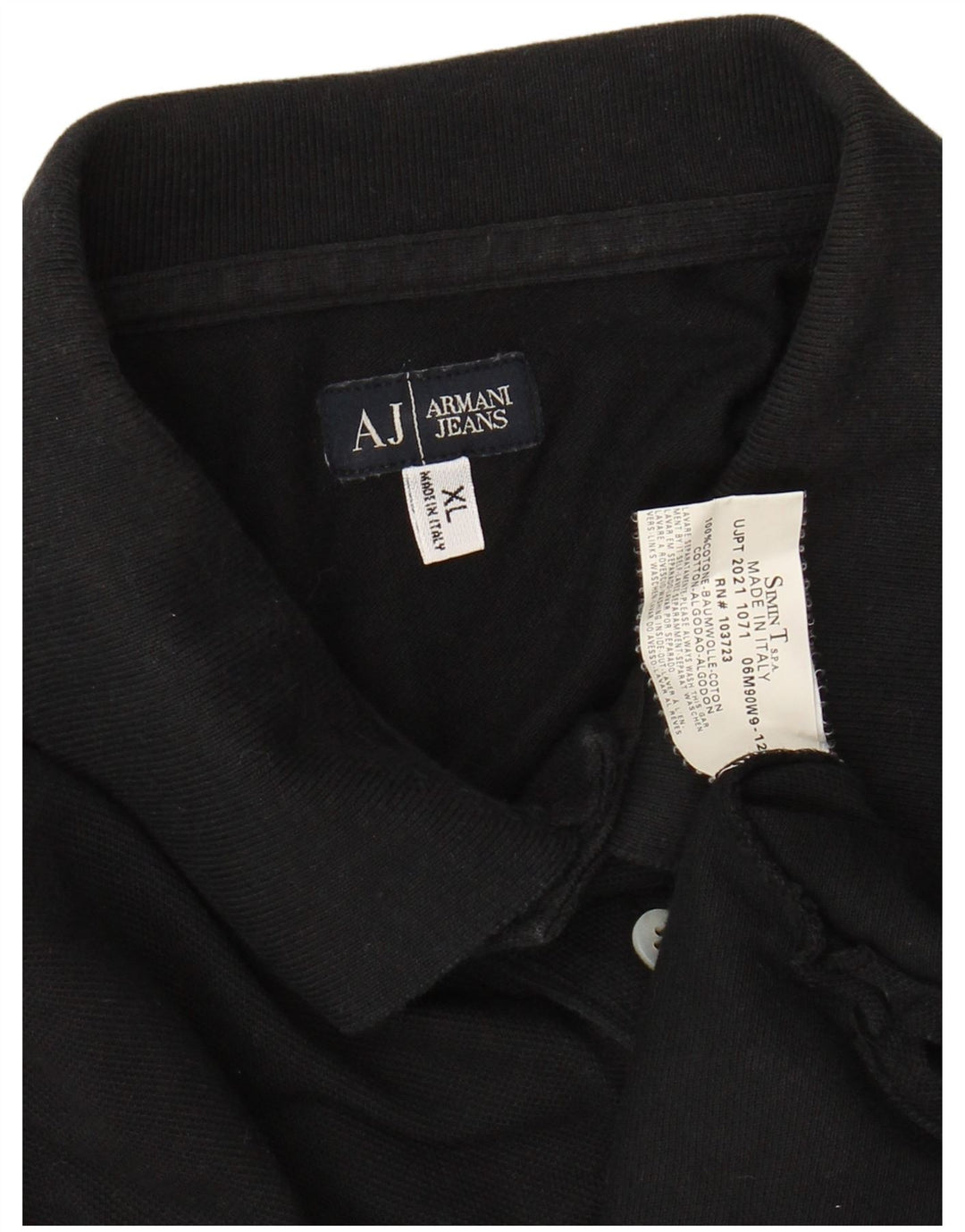 ARMANI JEANS Tricou Polo XL Bumbac Negru