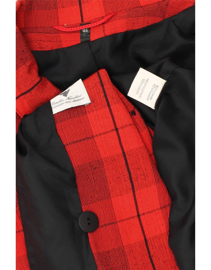 Jachetă vintage pentru femei cu piept dublu EU 44 XL, viscoză cu carouri roșii