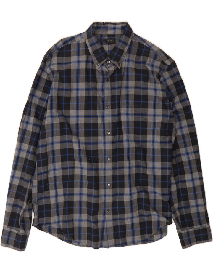 J. CREW Mens Shirt Large Navy Blue Check Vintage J. Crew and Second-Hand J. Crew from Messina Hembry 