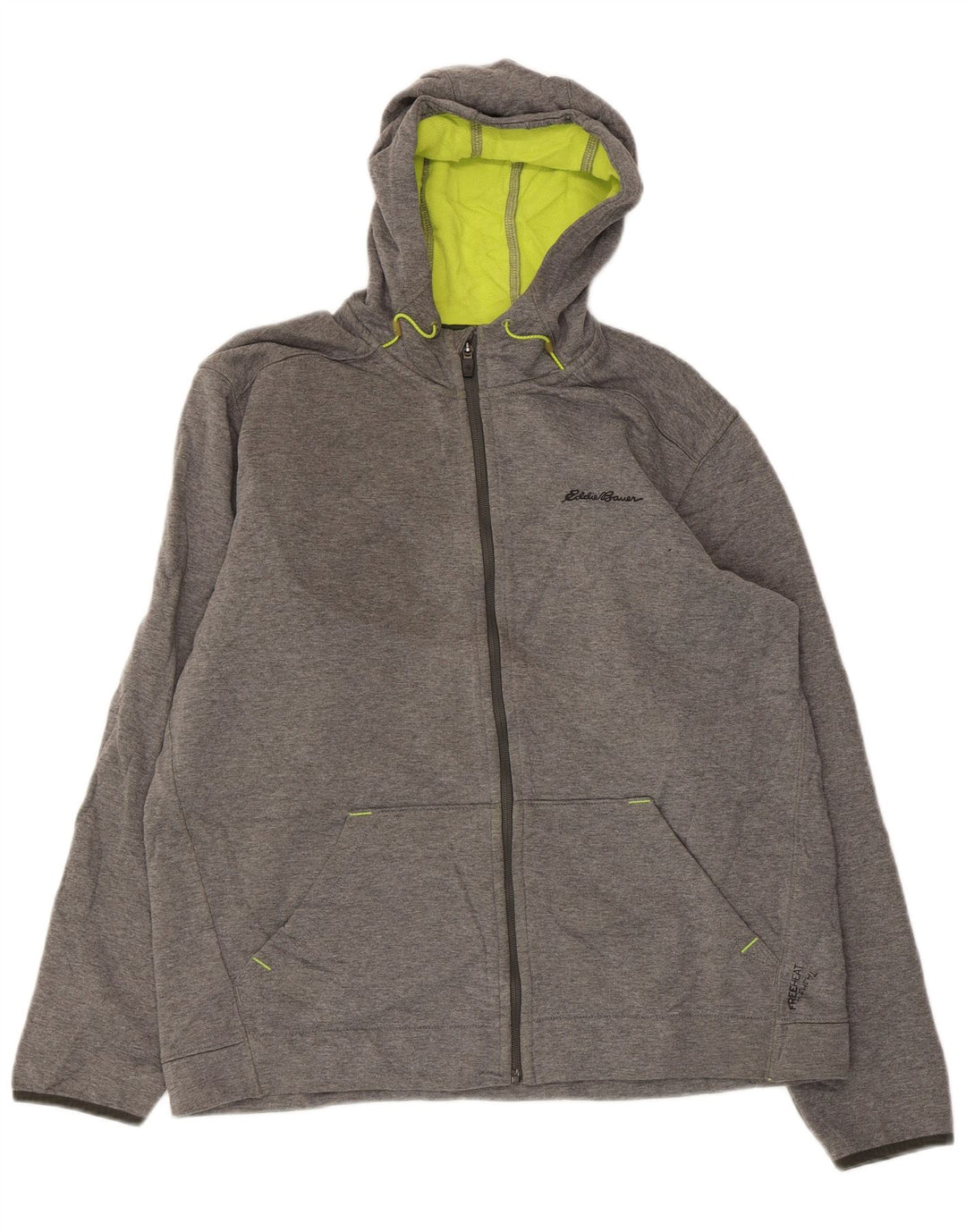 EDDIE BAUER Pulover cu capotă cu fermoar pentru bărbați, mare, gri, poliester