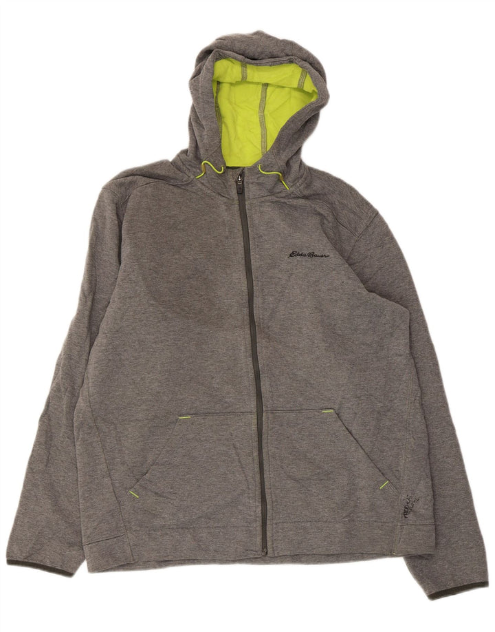 EDDIE BAUER Pulover cu capotă cu fermoar pentru bărbați, mare, gri, poliester