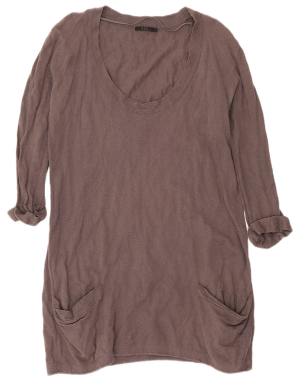 Cos Rochie Jumper supradimensionată pentru femei cu mâneci 3/4 UK 10 Bumbac gri mic