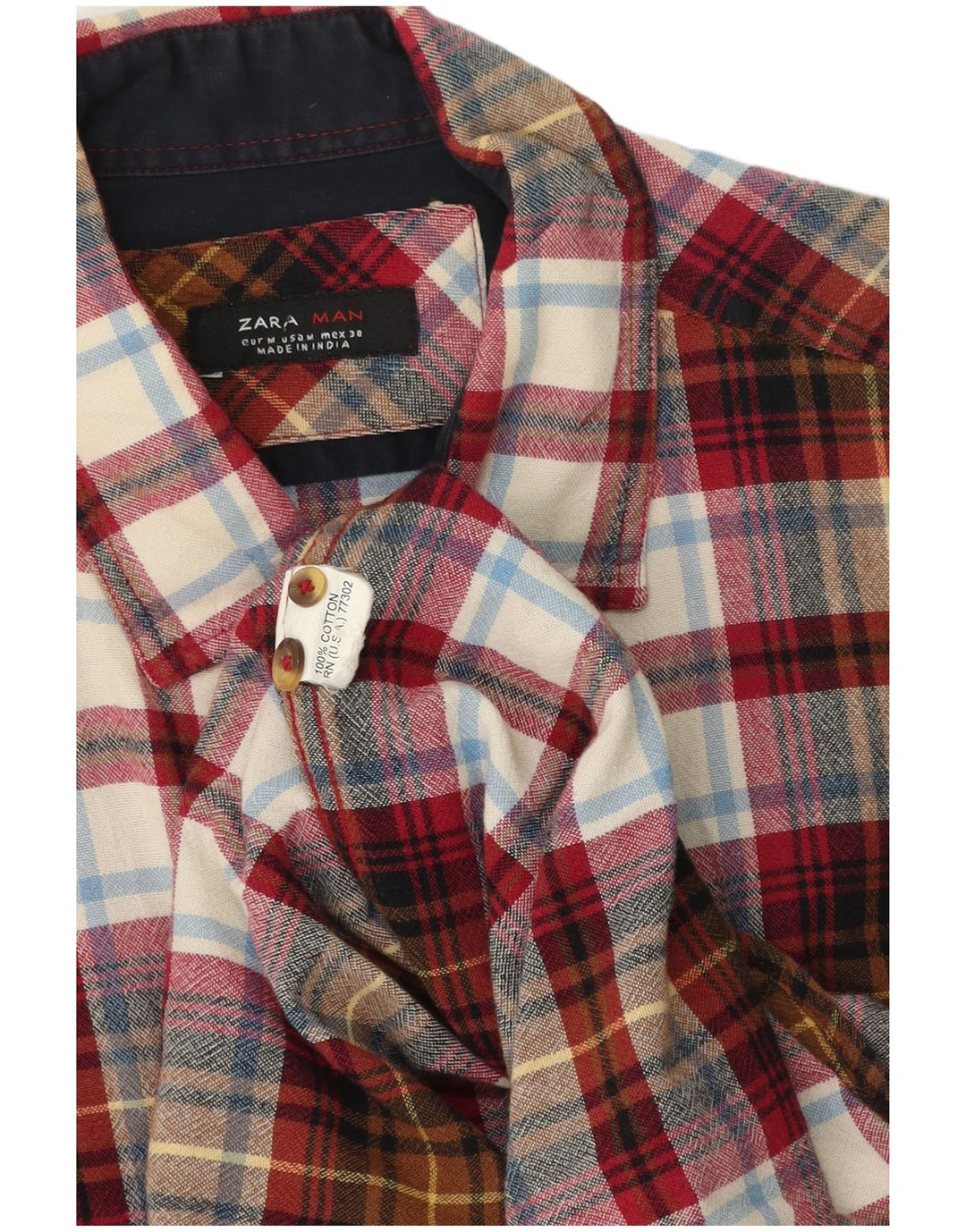 Cămașă de flanel pentru bărbați Zara, bumbac cu carouri, multicoloră, medie
