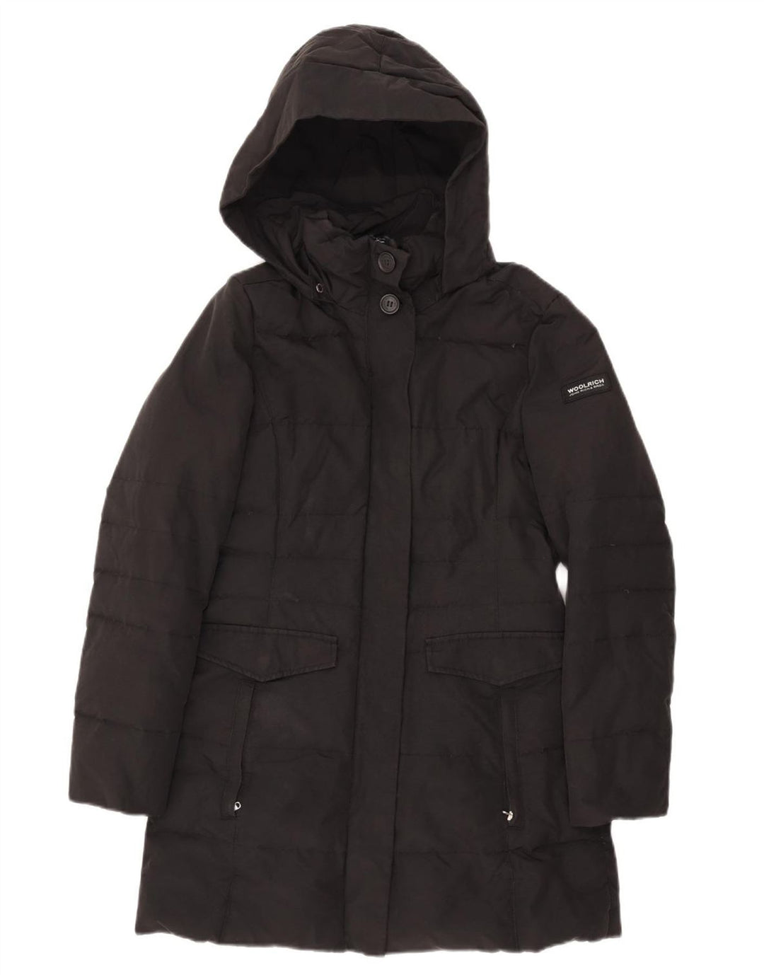 Palton căptușit cu glugă Woolrich pentru femei UK 10 Small Black