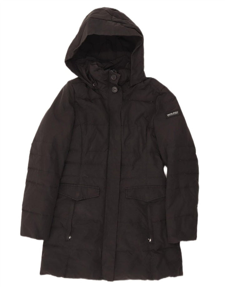 Palton căptușit cu glugă Woolrich pentru femei UK 10 Small Black