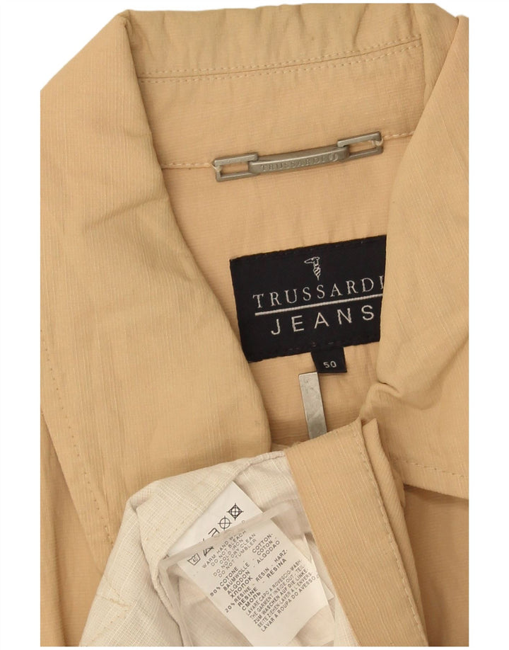 Trussardi Jeans Mens Bomber Jacket IT 50 Large Beige Cotton