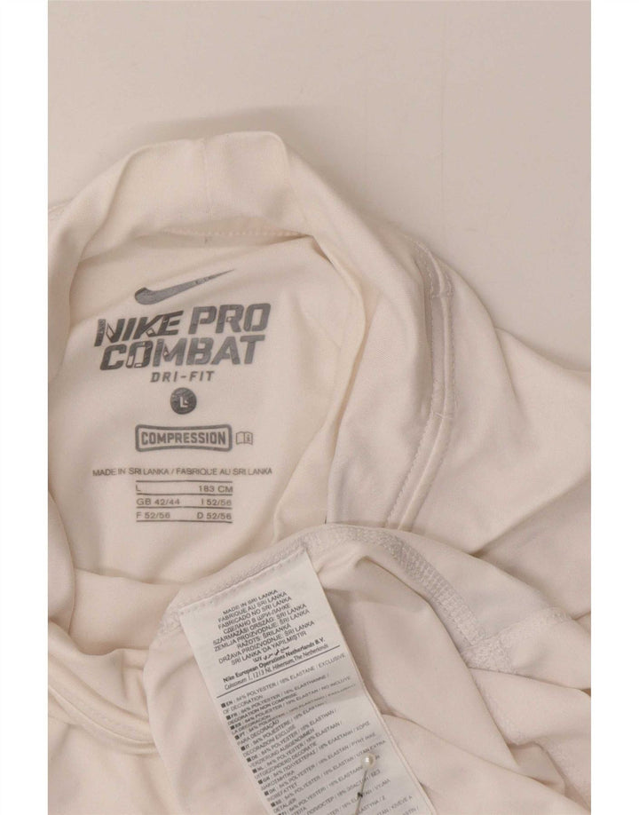 Top de compresie Nike pentru bărbați cu mânecă lungă UK 42/44 Sport mare din poliester alb