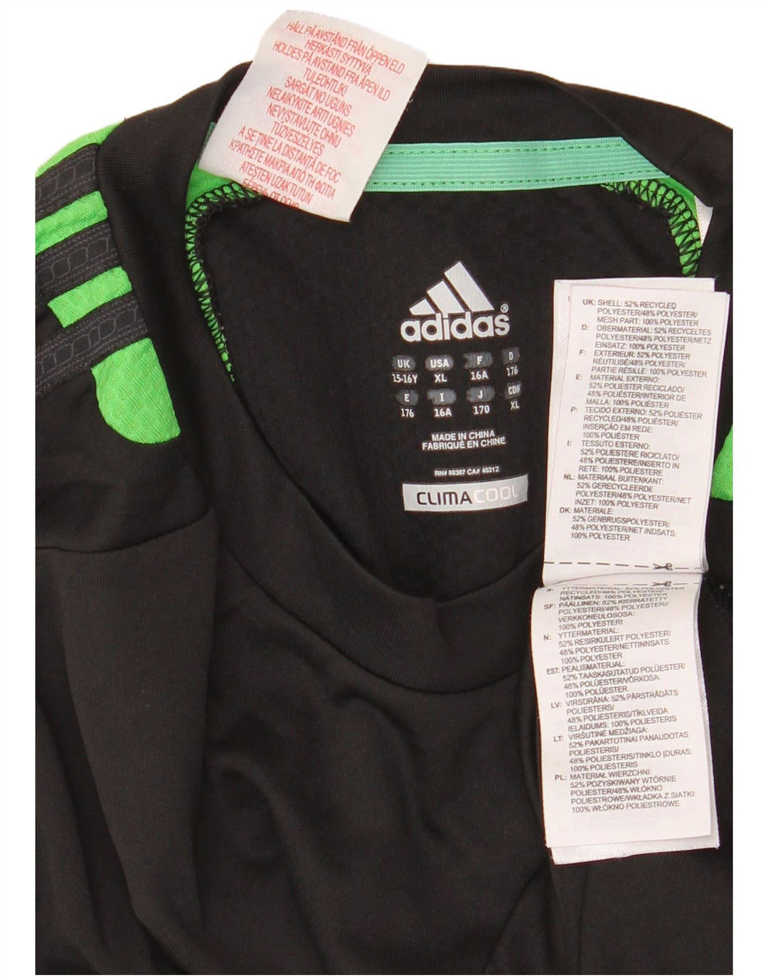 Tricou Adidas Climacool pentru băieți Top 15-16 ani, negru, poliester