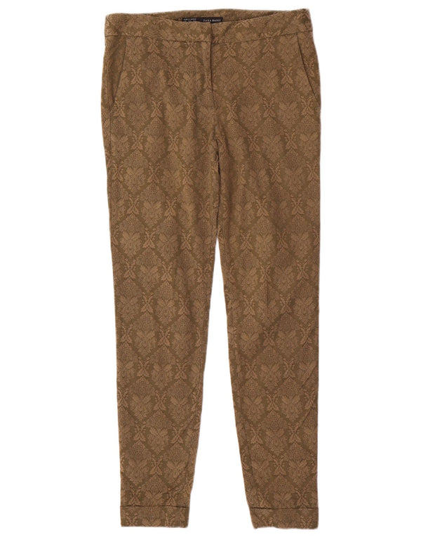 Pantaloni chino slim pentru femei ZARA XS W24 L27 Kaki Paisley