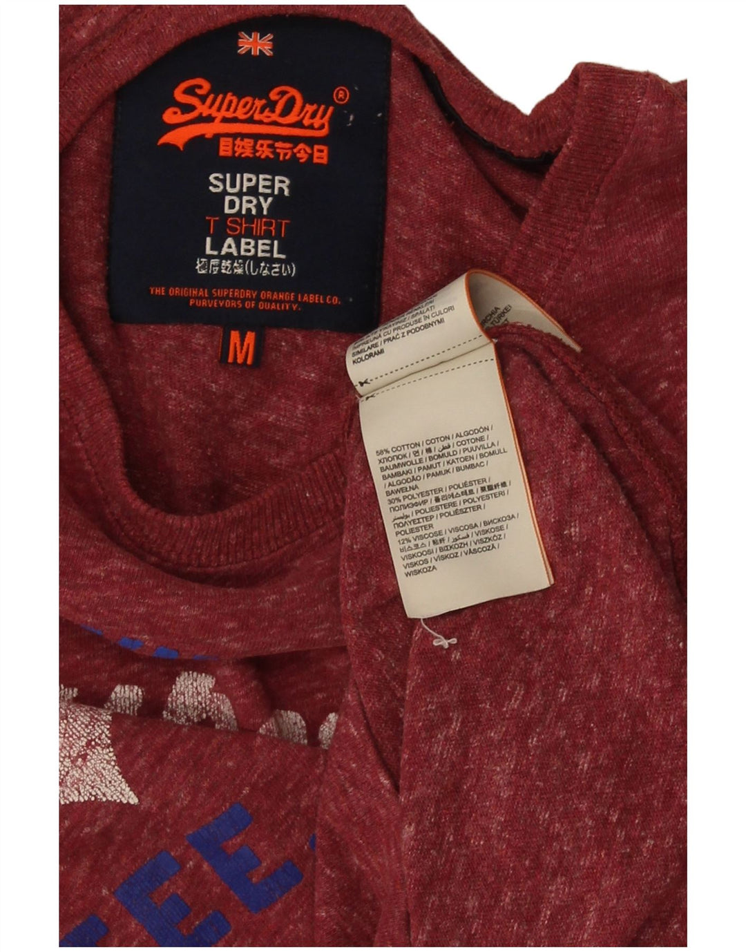 Tricou grafic pentru bărbați Superdry Top, mediu roșu, bumbac cu pete