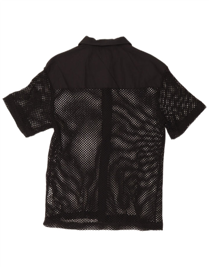 Cămașă cu mânecă scurtă pentru bărbați Zara, bumbac mediu negru