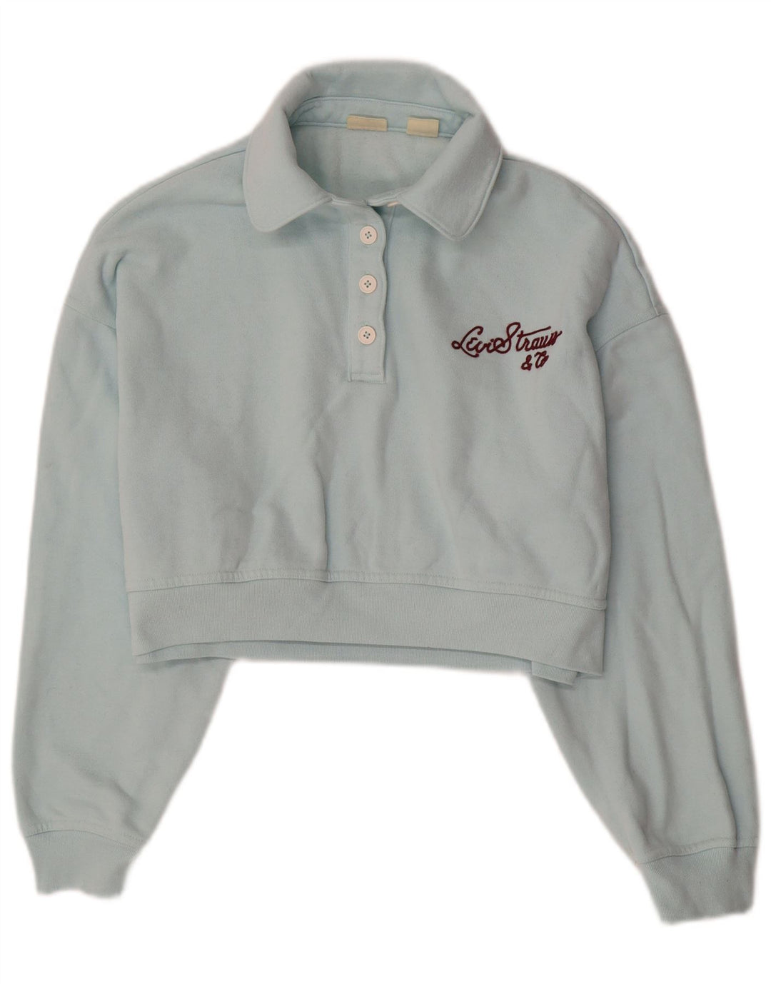 Pulover pentru damă LEVI'S, crop, cu gât polo supradimensionat, UK 6 XS Albastru