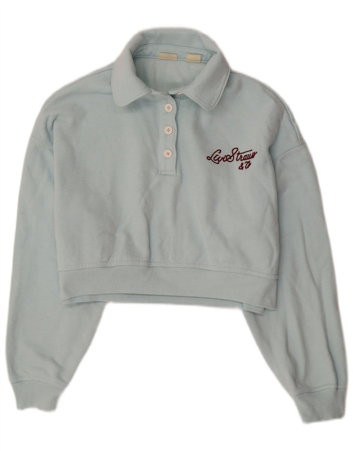 Pulover pentru damă LEVI'S, crop, cu gât polo supradimensionat, UK 6 XS Albastru