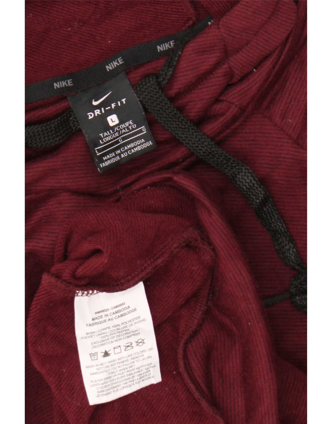 Pulover Nike Dri Fit pentru bărbați cu glugă, mare, din poliester Bordeaux