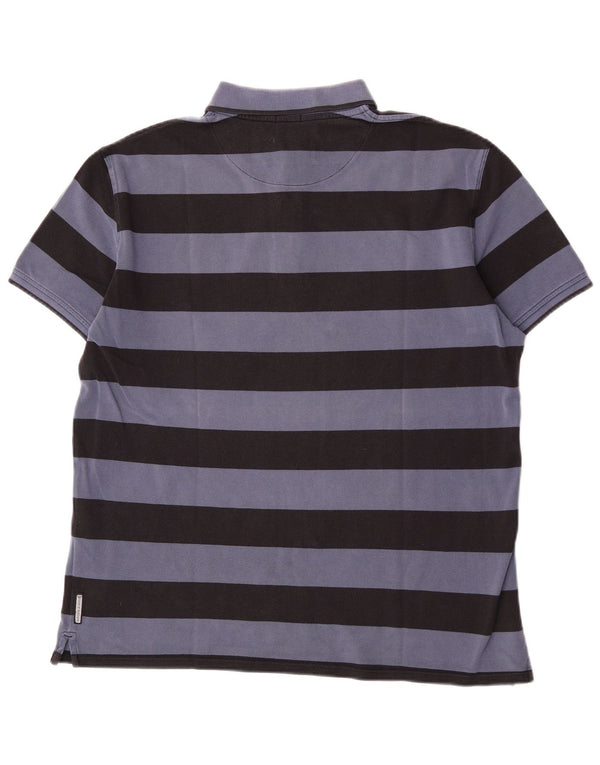 Cămașă polo pentru bărbați Armani Jeans, cu formă normală, 2XL, bumbac cu dungi bleumarin
