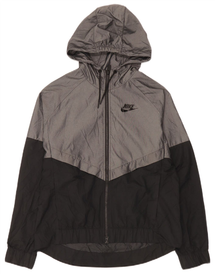 Jachetă de ploaie cu glugă pentru bărbați Nike UK 38, gri mediu, nailon color bloc