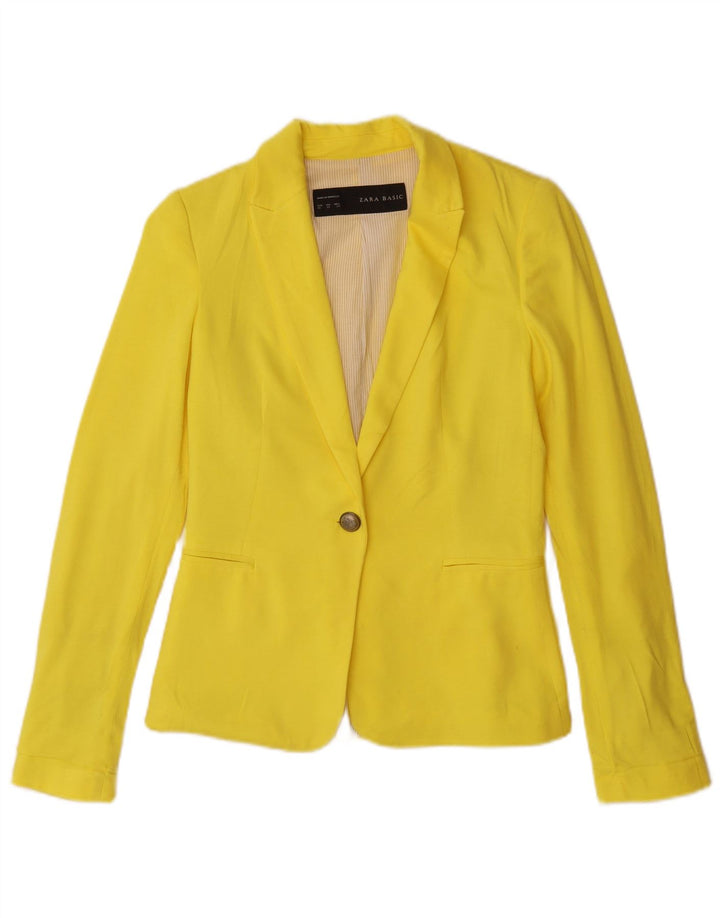 Jachetă pentru femei Zara cu 1 nasture, UK 6 XS, viscoză galbenă