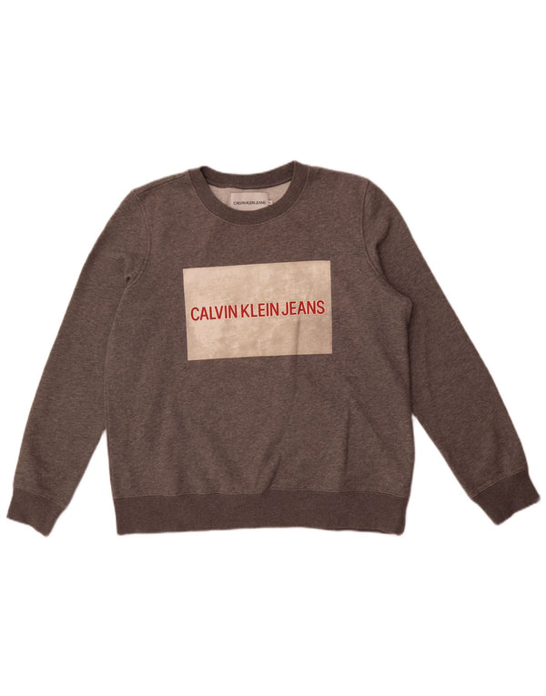 Calvin Klein Jeans Pulover cu grafic pentru femei, UK 18 XL, bumbac gri