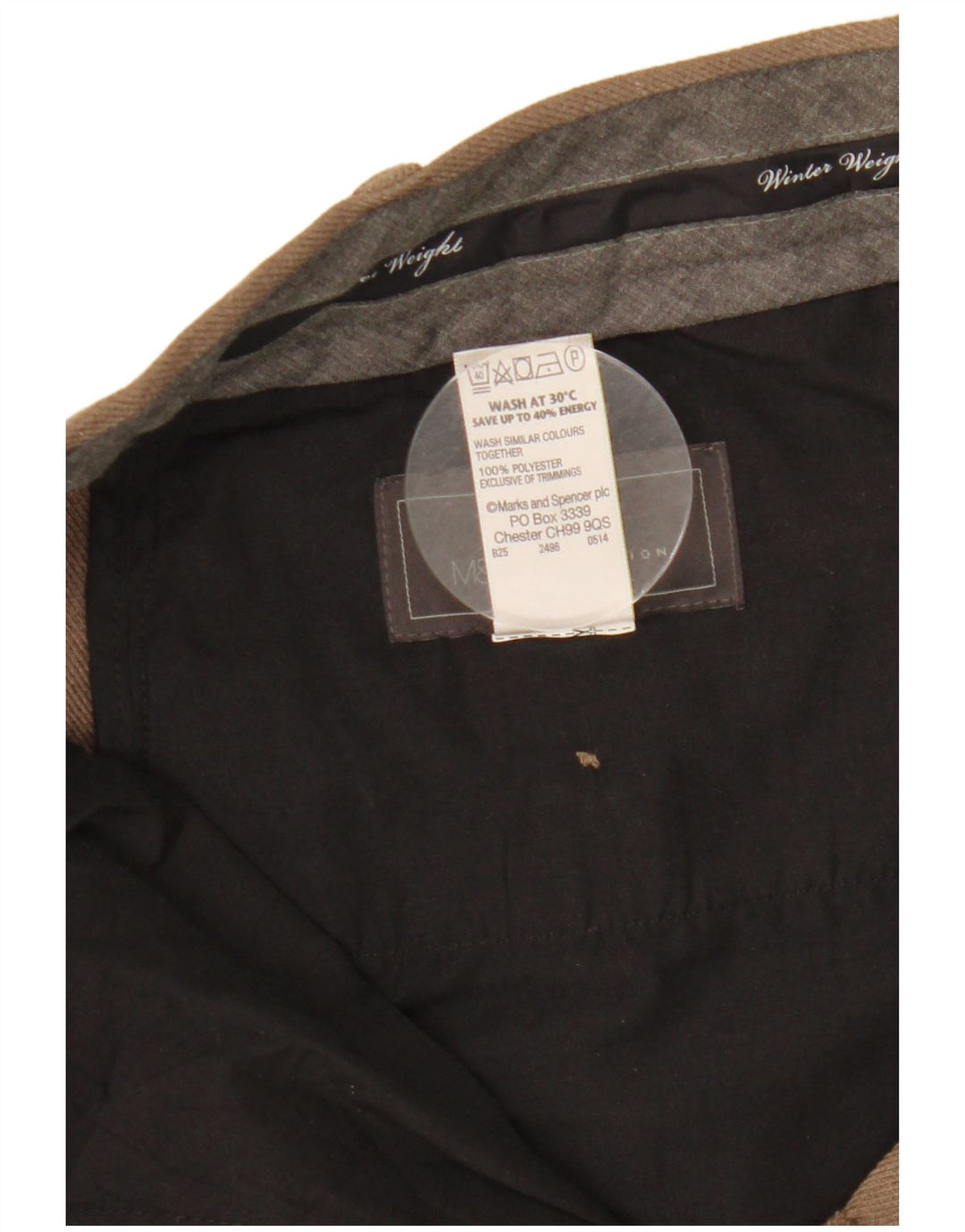 Pantaloni chino pentru bărbați Marks & Spencer, cu ajustare normală, L42 L29, poliester maro