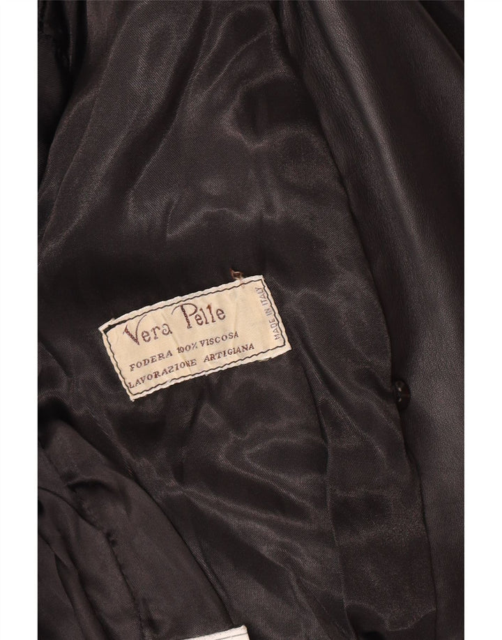 Jachetă de piele vintage pentru femei UK 14 Medium Black Leather